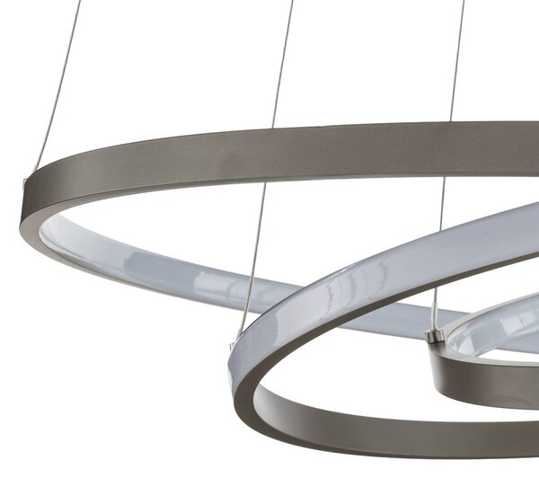 Lampa wisząca Ezana Lucande, możliwość ściemniania, aluminiowy / szary / cynkowy, salon / jadalnia, metal, nowoczesny