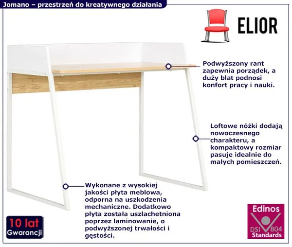 Nowoczesne biurko biało-dębowe H4-R40