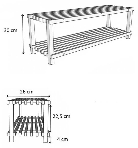 ATMOWOOD Szafka na buty drewniana 77 × 26 × 30 cm