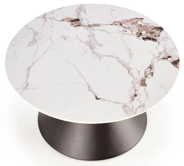 Okrągły stolik kawowy glamour biały marmur + czarny K1-M02