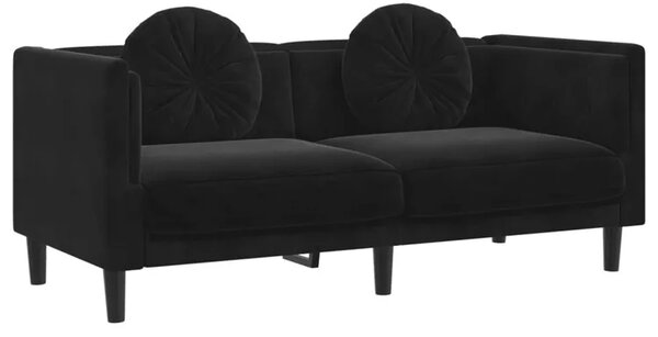 Czarna sofa 2-osobowa z poduszkami F7-W85