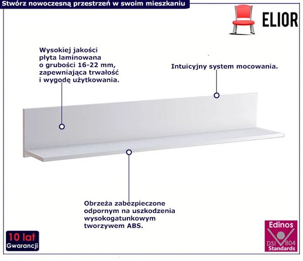 Biała minimalistyczna półka ścienna Z8-Z39