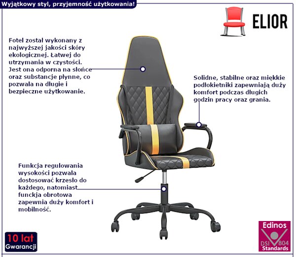 Czarno-złoty fotel gamingowy S1-N10