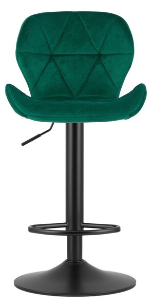 Zielone krzesło barowe WEST VELVET z czarną nogą