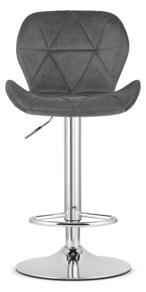 Szare krzesło barowe WEST VELVET
