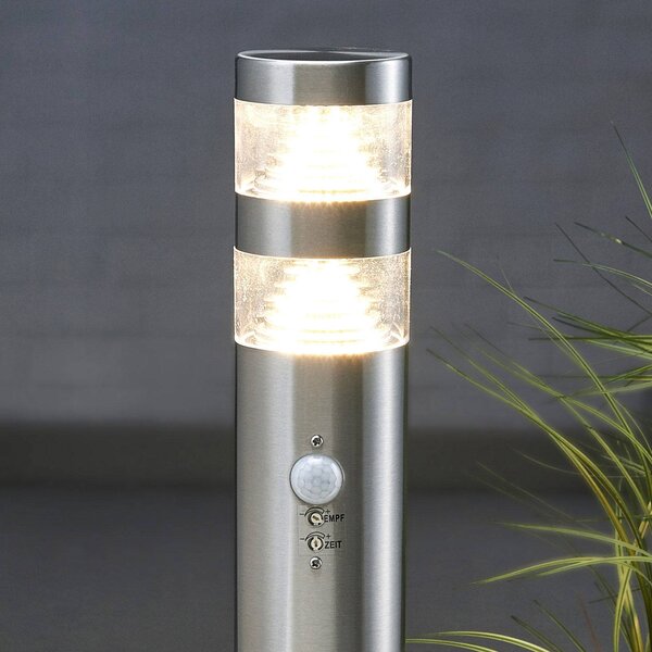 Słupek oświetleniowy LED Lanea, 60 cm, szary, czujnik, IP44 LANEA Lindby, aluminiowy / szary / cynkowy, stal szlachetna, nowoczesny