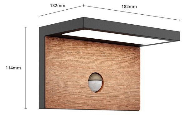 Lampa zewnętrzna z czujnikiem ruchu Lignus Lucande, czarny, aluminium, nowoczesny