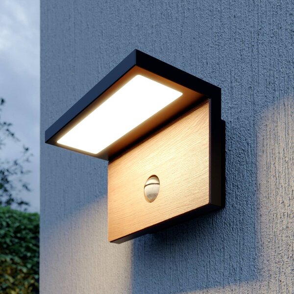 Lampa zewnętrzna z czujnikiem ruchu Lignus Lucande, czarny, aluminium, nowoczesny