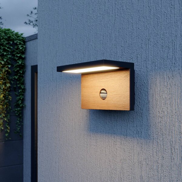 Lampa zewnętrzna z czujnikiem ruchu Lignus Lucande, czarny, aluminium, nowoczesny
