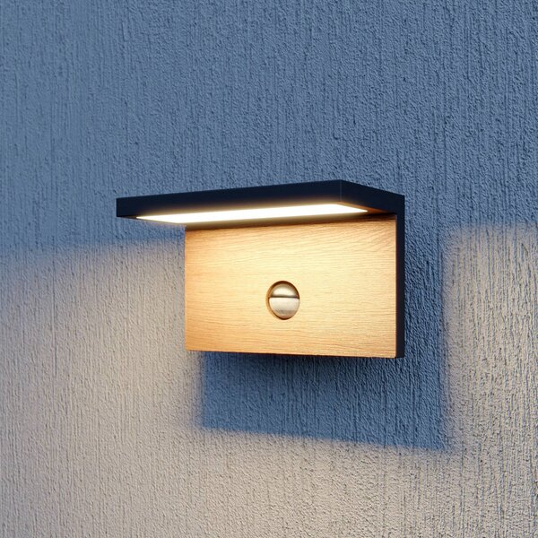 Lampa zewnętrzna z czujnikiem ruchu Lignus Lucande, czarny, aluminium, nowoczesny