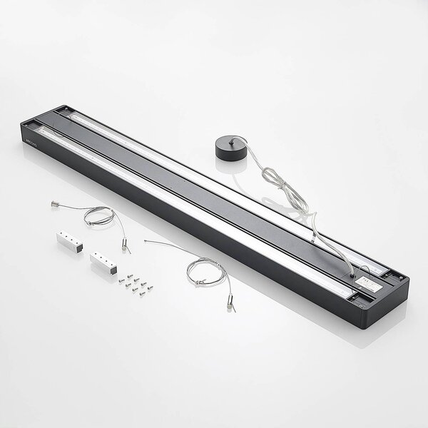 Arcchio Susi lampa wisząca biurowa LED, czarna, 120cm, 4000K, DALI Arcchio, możliwość ściemniania, czarny, biuro, aluminium, nowoczesny