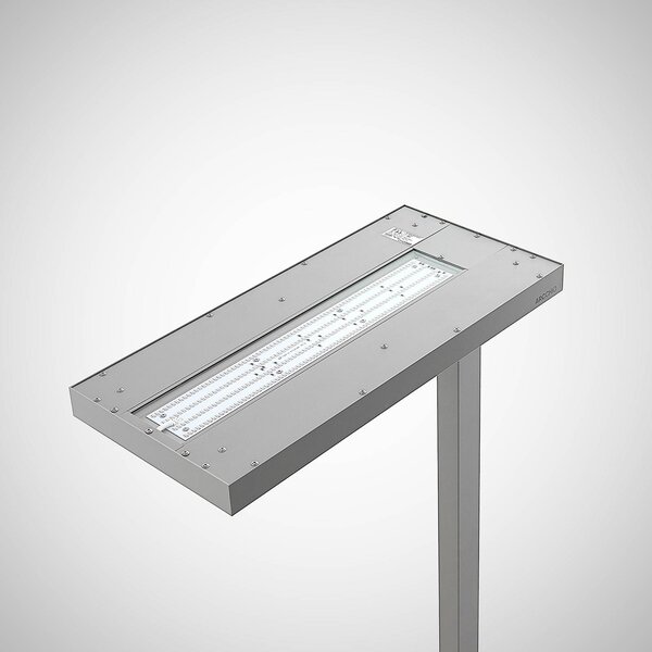 Lampa stojąca Logan Ultra Arcchio, możliwość ściemniania, aluminiowy / szary / cynkowy, biuro, aluminium, nowoczesny