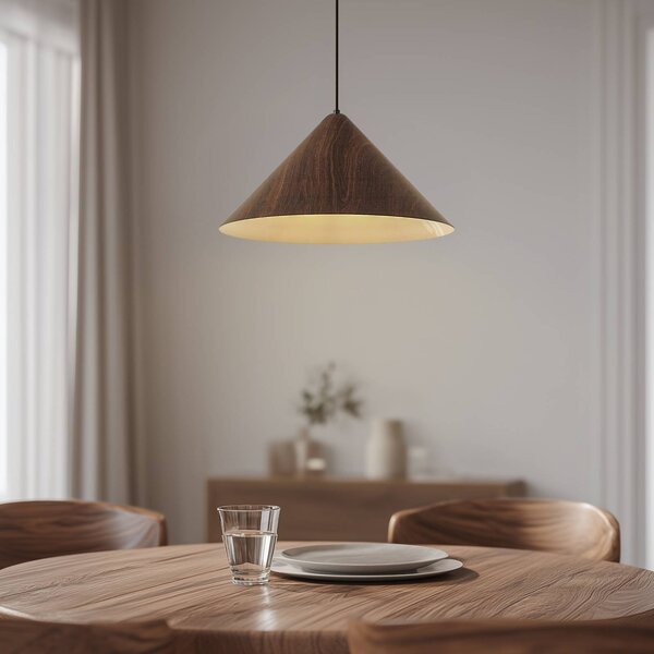 Lampa wisząca Clarine Lindby, możliwość ściemniania, ciemne drewno, salon / jadalnia, metal, nowoczesny