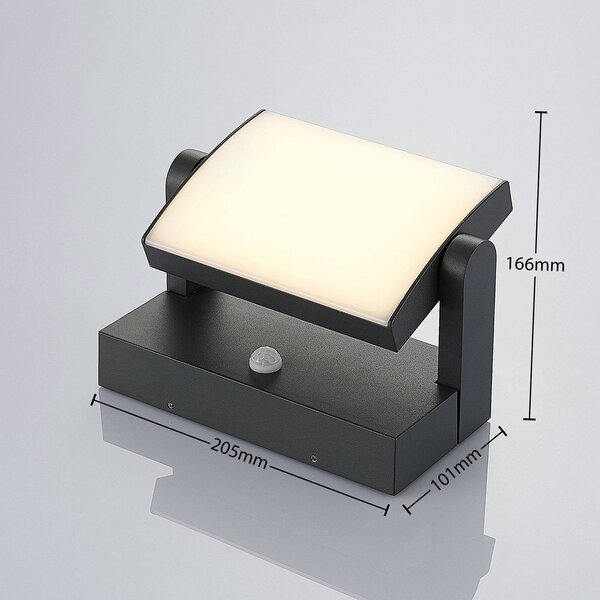 Lampa zewnętrzna z czujnikiem ruchu Sherin Lindby, czarny, aluminium, nowoczesny