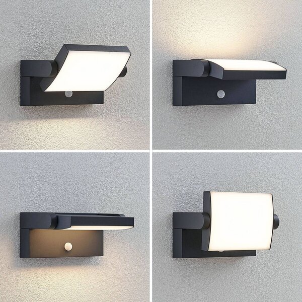 Lampa zewnętrzna z czujnikiem ruchu Sherin Lindby, czarny, aluminium, nowoczesny