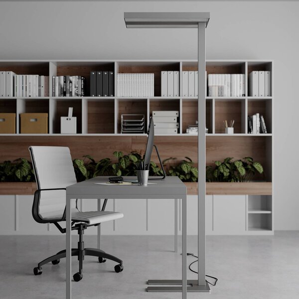 Lampa stojąca Logan Basic Arcchio, możliwość ściemniania, aluminiowy / szary / cynkowy, biuro, aluminium, nowoczesny