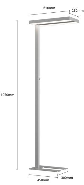 Lampa stojąca Logan Basic Arcchio, możliwość ściemniania, aluminiowy / szary / cynkowy, biuro, aluminium, nowoczesny