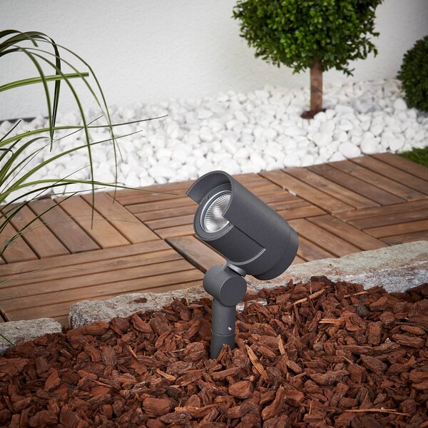 Lucande reflektor z grotem ziemnym LED Beatrix, antracyt, aluminium, 45,7 cm Beatrix, czarny, aluminium, nowoczesny