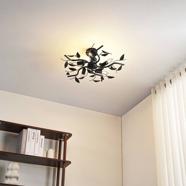 Lampa sufitowa Yos Lindby, możliwość ściemniania, czarny, sypialnia, metal, florentyński