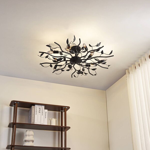 Lampa sufitowa Yos Lindby, możliwość ściemniania, czarny, sypialnia, metal, florentyński