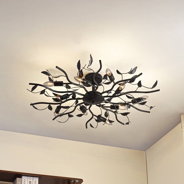 Lampa sufitowa Yos Lindby, możliwość ściemniania, czarny, sypialnia, metal, florentyński