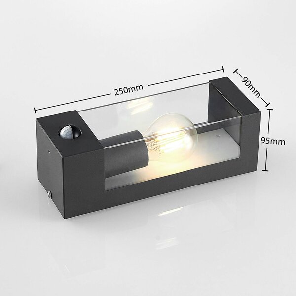 Lampa zewnętrzna z czujnikiem ruchu Tilian Lindby, możliwość ściemniania, aluminiowy / szary / cynkowy, stal szlachetna, nowoczesny