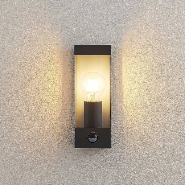 Lampa zewnętrzna z czujnikiem ruchu Tilian Lindby, możliwość ściemniania, aluminiowy / szary / cynkowy, stal szlachetna, nowoczesny