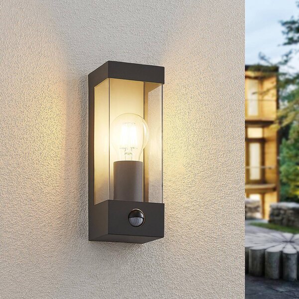 Lampa zewnętrzna z czujnikiem ruchu Tilian Lindby, możliwość ściemniania, aluminiowy / szary / cynkowy, stal szlachetna, nowoczesny