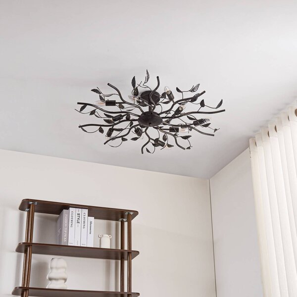 Lampa sufitowa Yos Lindby, możliwość ściemniania, czarny, sypialnia, metal, florentyński