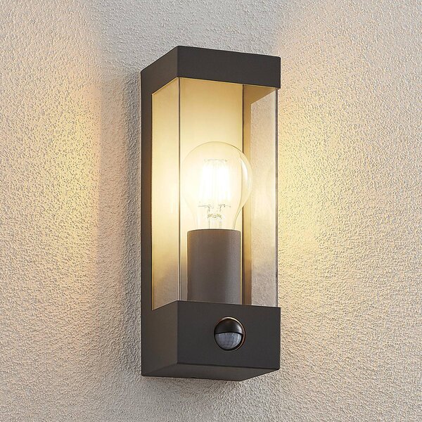 Lampa zewnętrzna z czujnikiem ruchu Tilian Lindby, możliwość ściemniania, aluminiowy / szary / cynkowy, stal szlachetna, nowoczesny