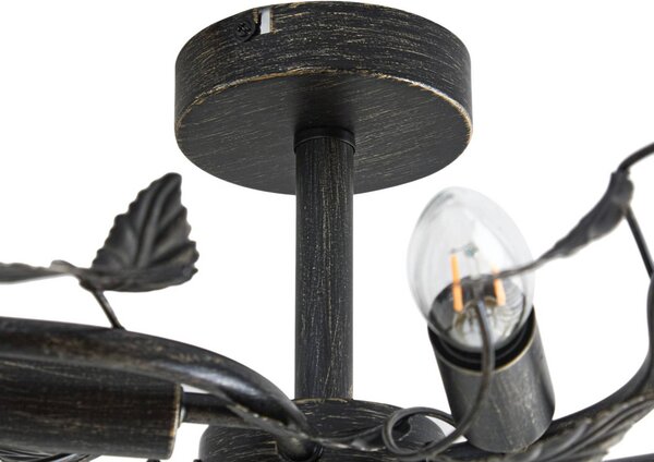 Lampa sufitowa Yos Lindby, możliwość ściemniania, czarny, sypialnia, metal, florentyński