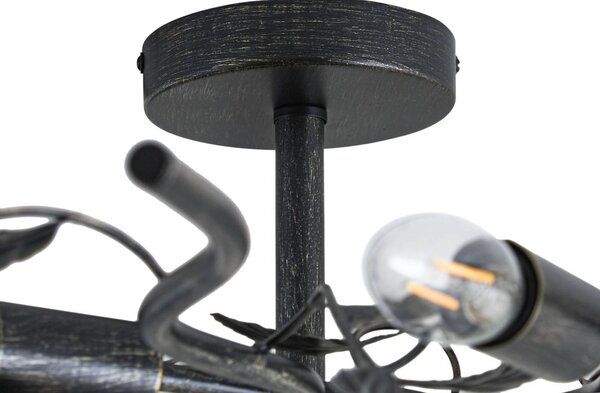 Lampa sufitowa Yos Lindby, możliwość ściemniania, czarny, sypialnia, metal, florentyński
