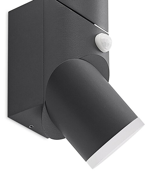 Lampa zewnętrzna z czujnikiem ruchu Aspyn Lindby, czarny, aluminium, nowoczesny