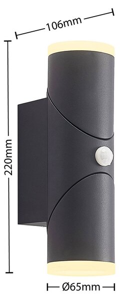 Lampa zewnętrzna z czujnikiem ruchu Aspyn Lindby, czarny, aluminium, nowoczesny