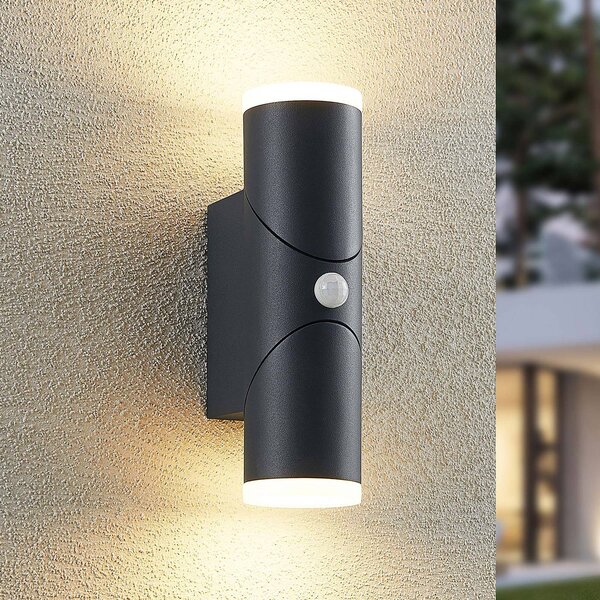 Lampa zewnętrzna z czujnikiem ruchu Aspyn Lindby, czarny, aluminium, nowoczesny
