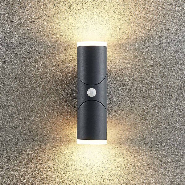 Lampa zewnętrzna z czujnikiem ruchu Aspyn Lindby, czarny, aluminium, nowoczesny