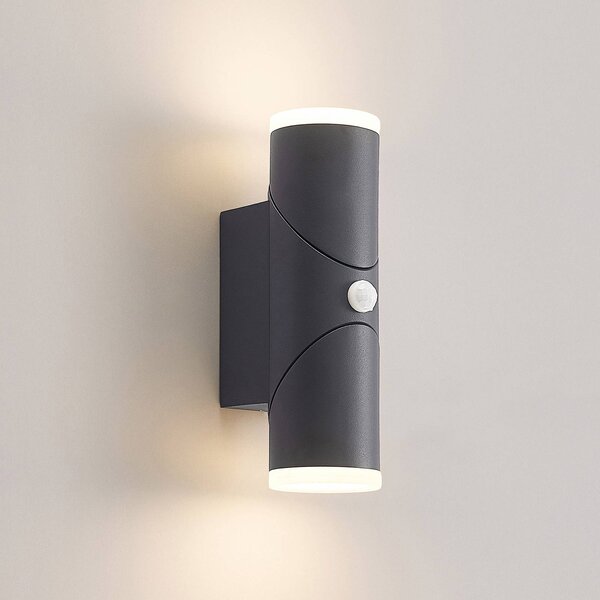 Lampa zewnętrzna z czujnikiem ruchu Aspyn Lindby, czarny, aluminium, nowoczesny