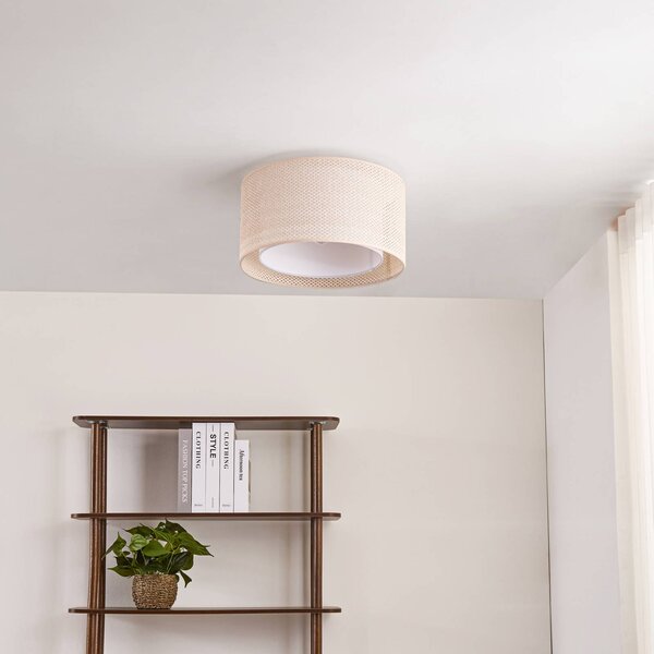 Lampa sufitowa Soula Lindby, możliwość ściemniania, kremowy / amber, salon / jadalnia, tworzywo sztuczne, dworkowy / rustykalny