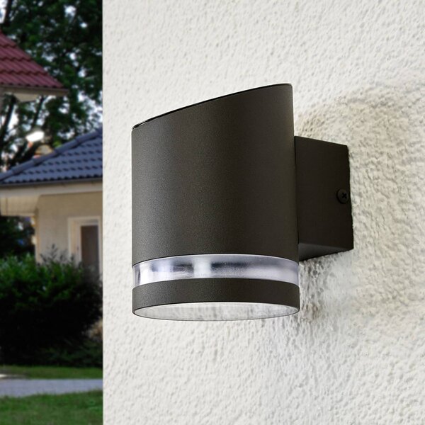 Lindby Kinkiet zewnętrzny LED Melinda, 9 cm, stal nierdzewna Melinda, aluminiowy / szary / cynkowy, stal szlachetna, nowoczesny