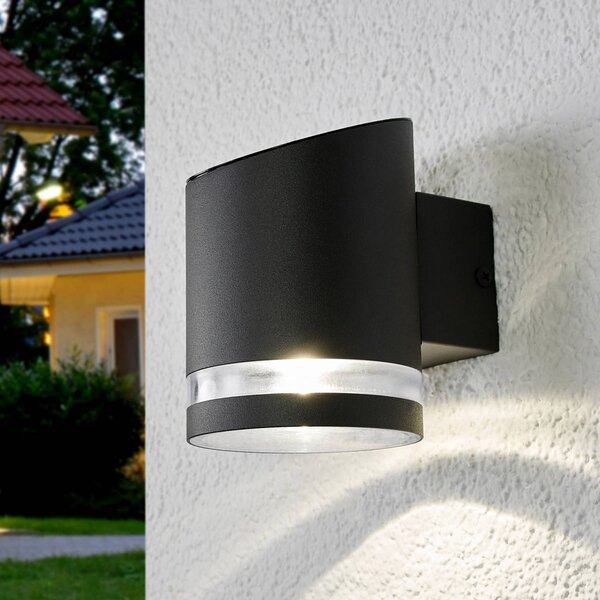 Lindby Kinkiet zewnętrzny LED Melinda, 9 cm, stal nierdzewna Melinda, aluminiowy / szary / cynkowy, stal szlachetna, nowoczesny