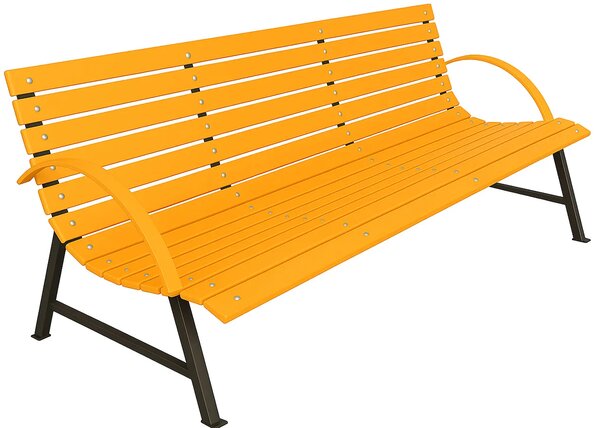 Pomarańczowa ławka ogrodowa z podłokietnikami 140 cm L9-P96