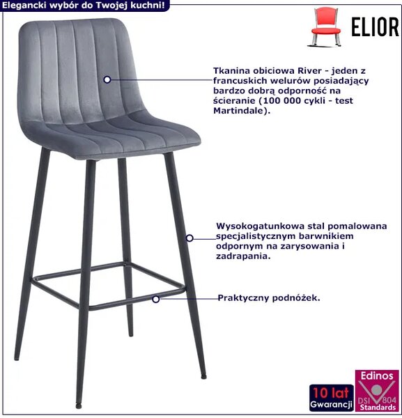 Ciemnoszary barowy hoker welurowy L2-D13