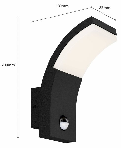 Lampa zewnętrzna z czujnikiem ruchu Timm Lucande, czarny, aluminium, nowoczesny