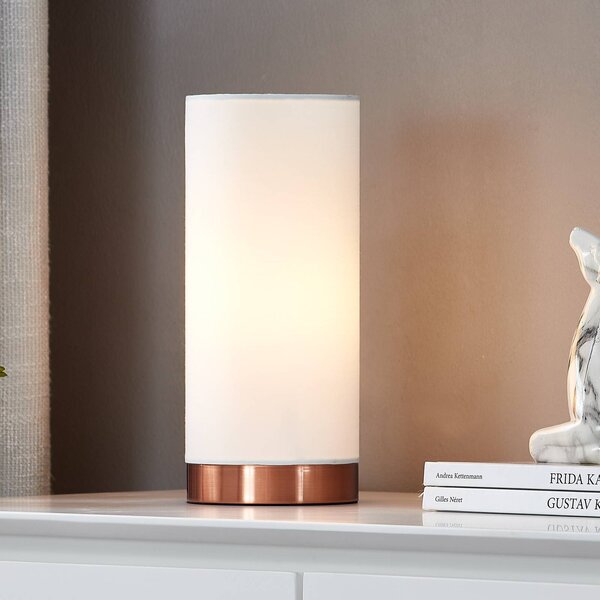 Lampa stołowa Ronja Lindby, możliwość ściemniania, biały / opal, sypialnia, tkanina / materiał / jedwab, nowoczesny