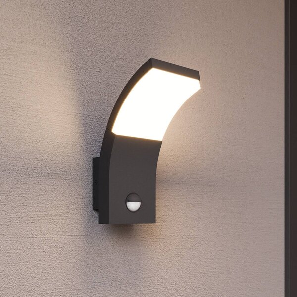 Lampa zewnętrzna z czujnikiem ruchu Timm Lucande, czarny, aluminium, nowoczesny