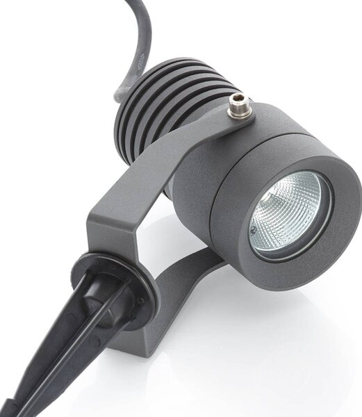 Reflektor zewnętrzny LED Lucande Jon, szpikulec, regulowany, IP65 Jon, aluminiowy / szary / cynkowy, aluminium, nowoczesny
