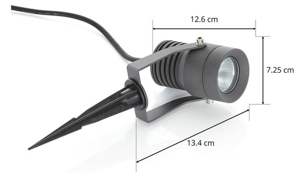 Reflektor zewnętrzny LED Lucande Jon, szpikulec, regulowany, IP65 Jon, aluminiowy / szary / cynkowy, aluminium, nowoczesny