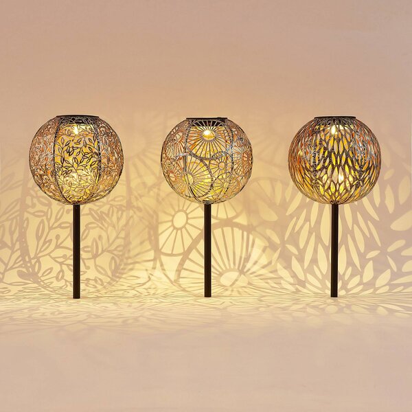 Lampa solarna ozdobna Vilani Lindby, aluminiowy / szary / cynkowy, metal, orientalny / marokański