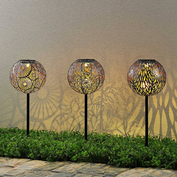 Lampa solarna ozdobna Vilani Lindby, aluminiowy / szary / cynkowy, metal, orientalny / marokański