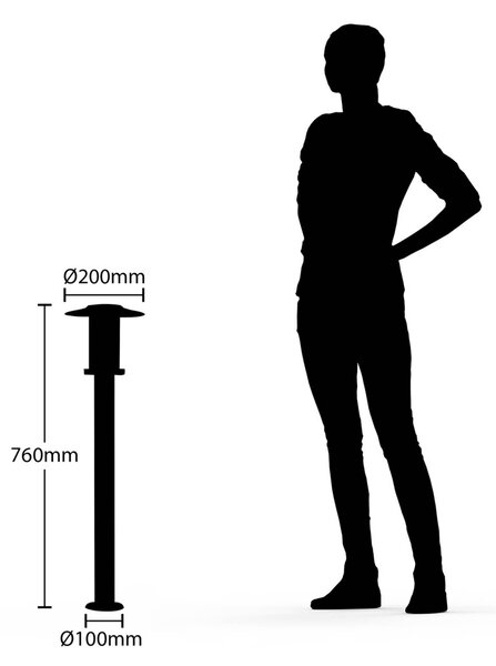 Słupek ogrodowy LED Lindby Gregory, 76 cm, czujnik, ciemnoszary, IP44 Gregory, czarny, stal szlachetna, nowoczesny